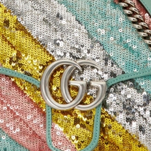 Gucci GG Marmont Multi-Color Sequined Shoulder Bag - Picture 9 of 9